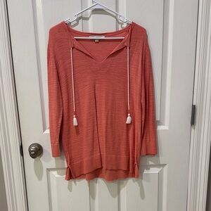 Coral Quarter Length Sleeve Womens Top